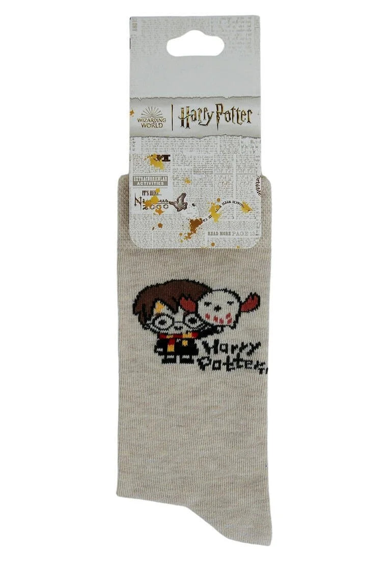 Unisex Vegan Beige Socks - Warner Bros Friends Till Eternity Harry Potter Design