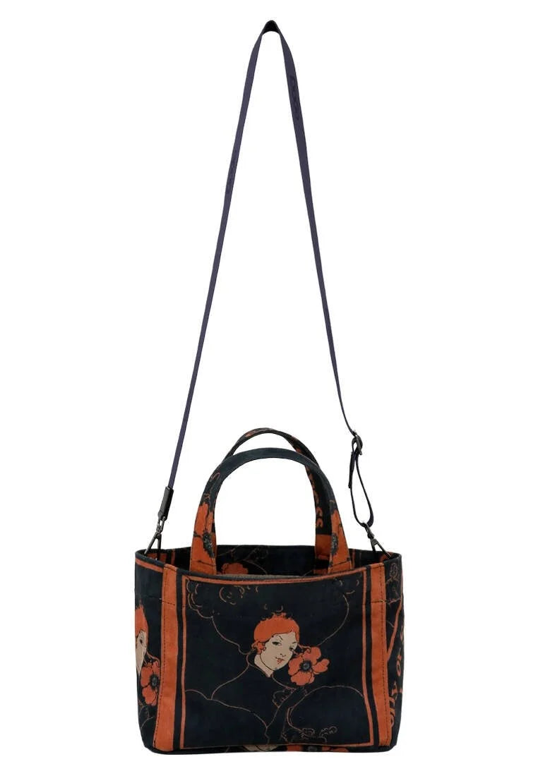 Vegan Black Medium Tote Bag - Folly or Saintliness Design