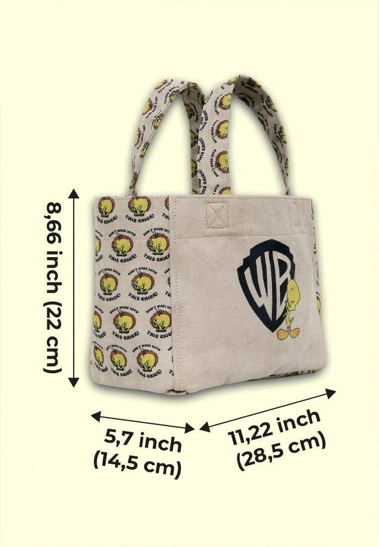 Vegan Cream Medium Tote Bag - Warner Bros Tweety, The Chick! Design