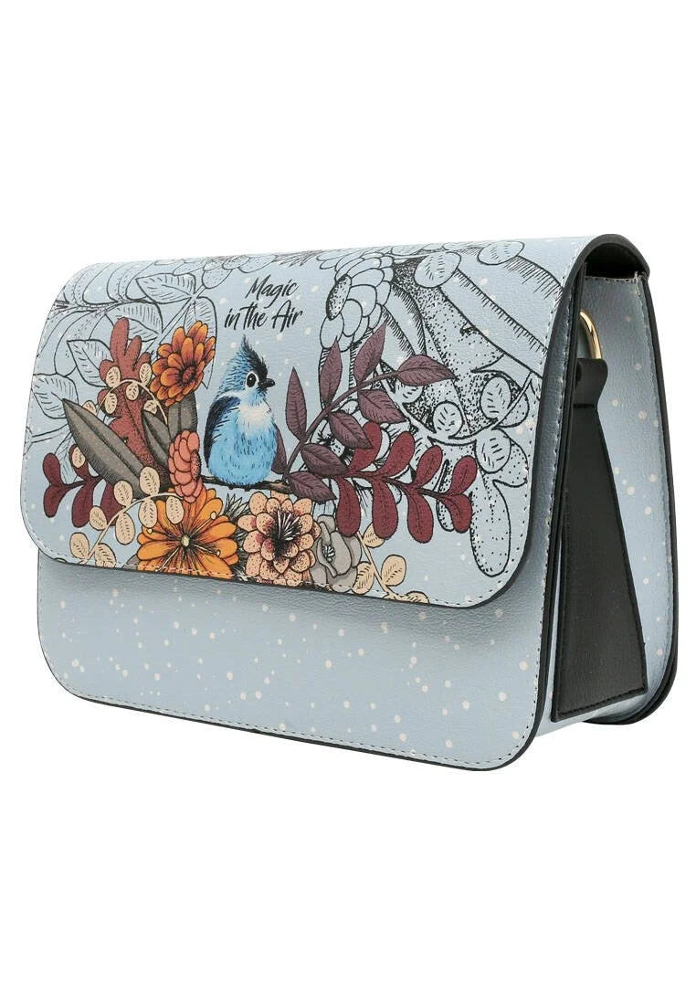 Magic in the Air – Vegan Blue Floral Bird Purse