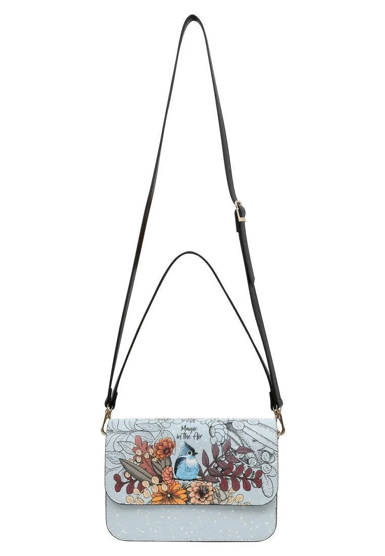 Magic in the Air – Vegan Blue Floral Bird Purse
