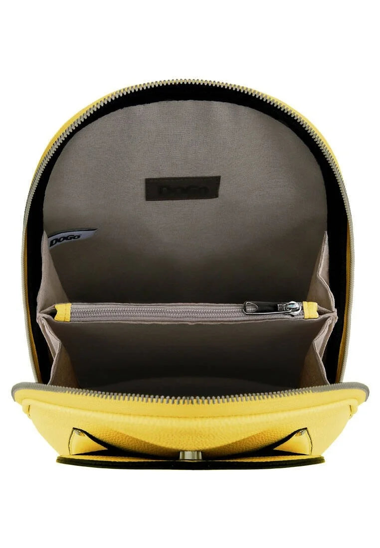Vegan Leather Yellow Backpack - Monochrome Cats Design