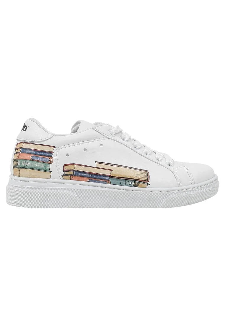 Unisex Kids Vegan Leather White Sneakers - The Wise Owl Design