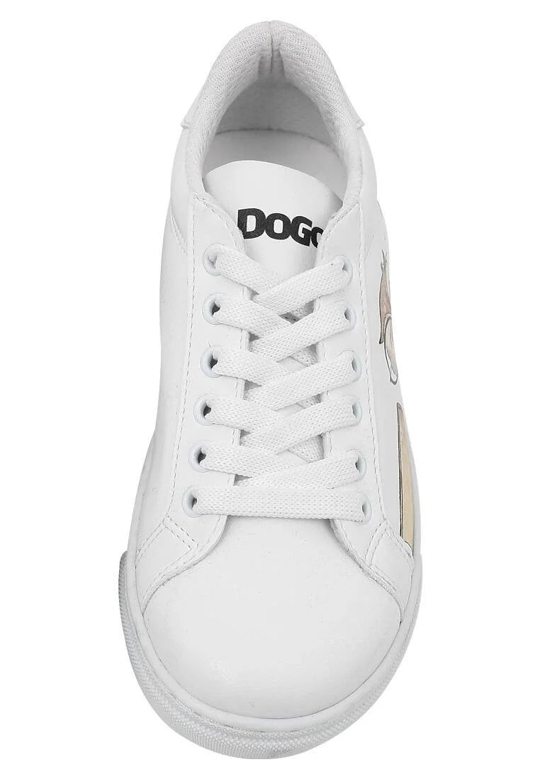 Unisex Kids Vegan Leather White Sneakers - The Wise Owl Design