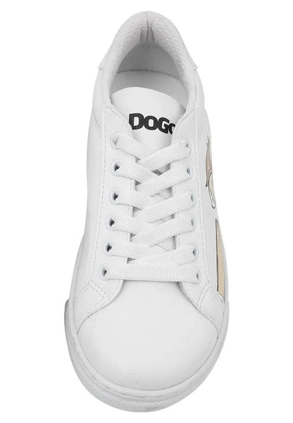 Unisex Kids Vegan Leather White Sneakers - The Wise Owl Design