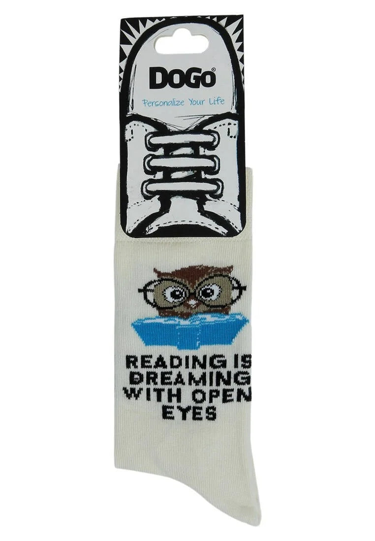 Unisex Vegan Beige Socks - The Wise Owl Design