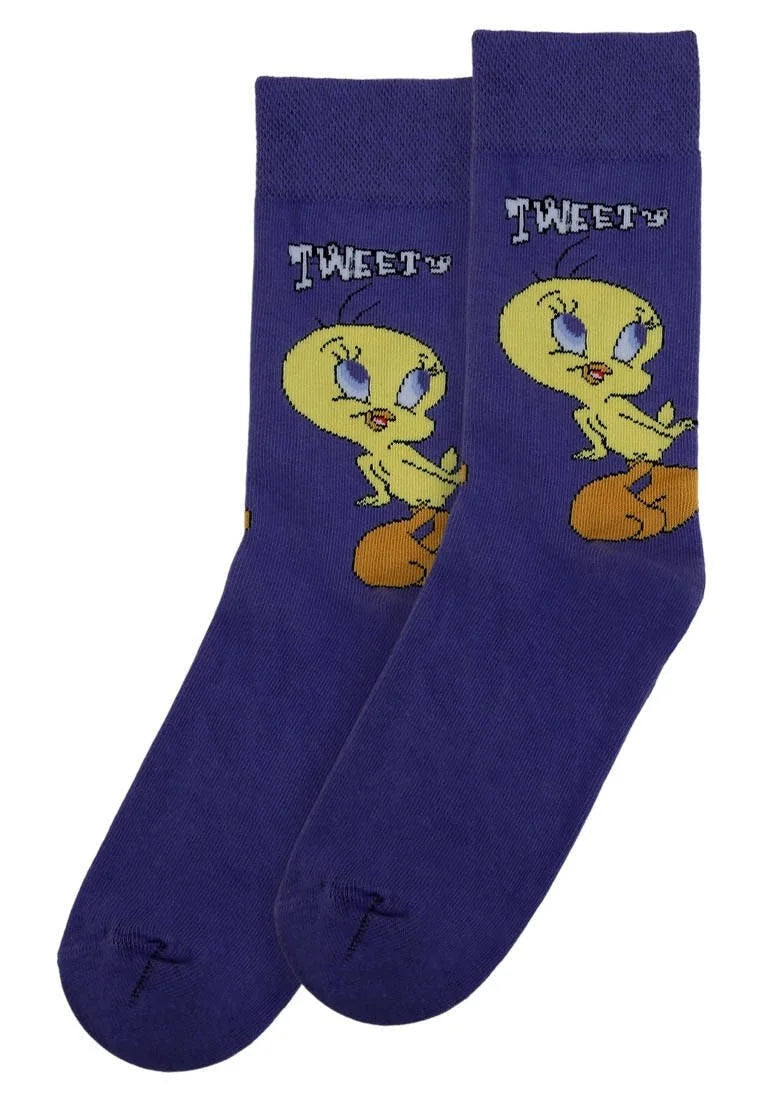 Unisex Vegan Blue Socks - Warner Bros Tweety Classic Design