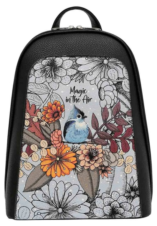 Leather Black Backpack - Magic in the Air Design