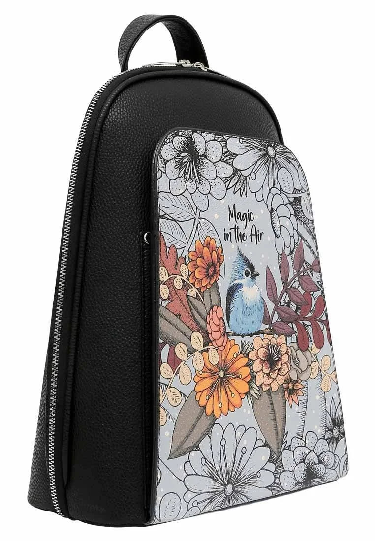Leather Black Backpack - Magic in the Air Design
