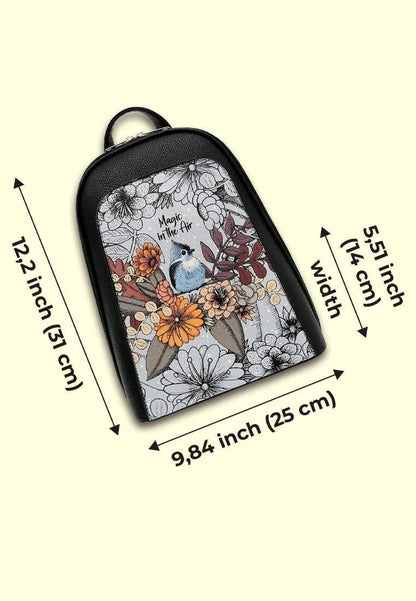 Leather Black Backpack - Magic in the Air Design