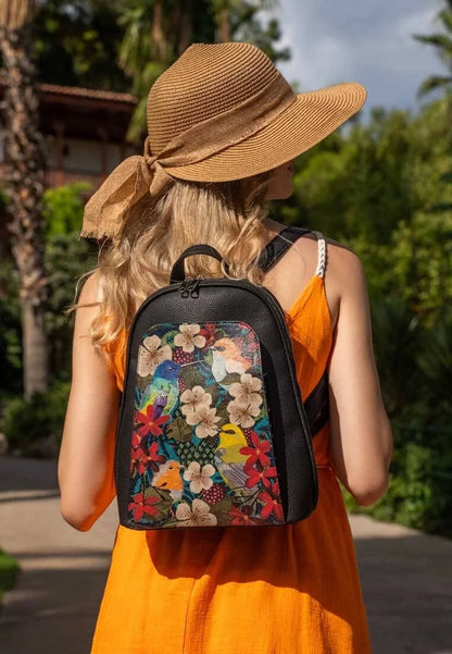 Vegan Leather Black Backpack - Fly Anywhere Design