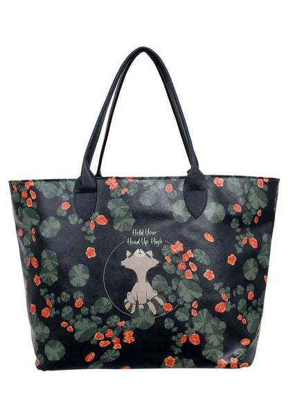 Women Vegan Leather Black Shoulder Bag - Hold Your Head Up High Design