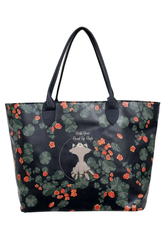 Women Vegan Leather Black Shoulder Bag - Hold Your Head Up High Design