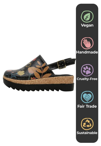 Vegan Leather Black Wedge Sandals - Find the Cat Design