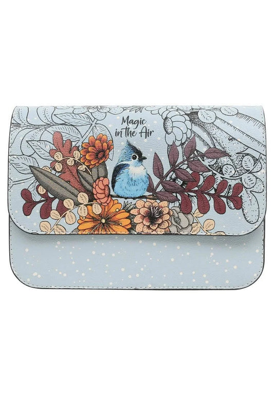 Magic in the Air – Vegan Blue Floral Bird Purse