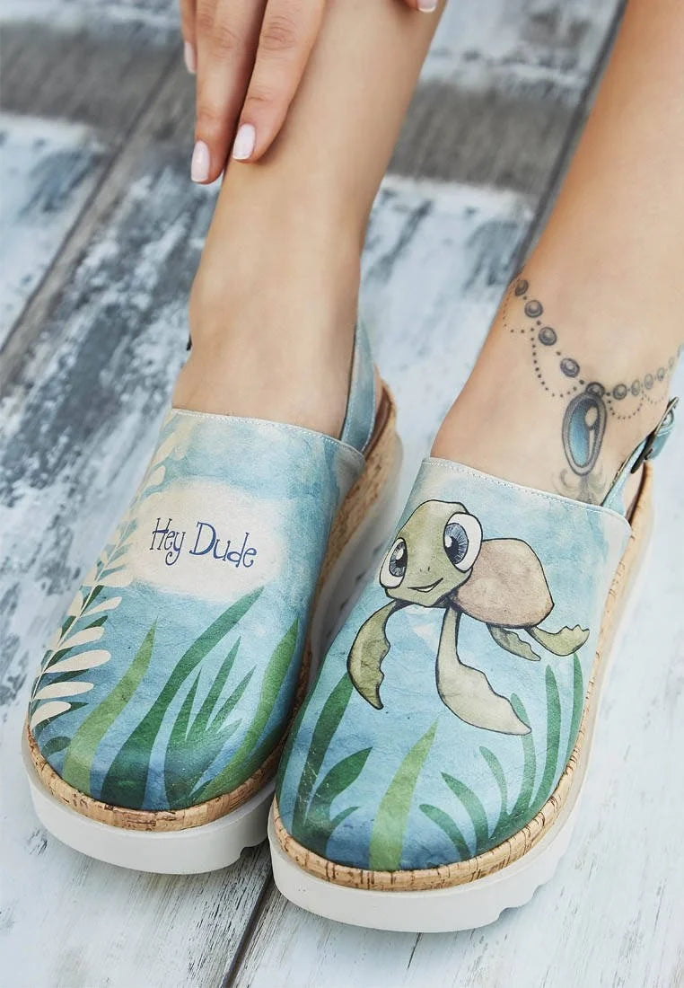 Vegan Leather Blue Wedge Sandals - Caretta-Hey Dude Design
