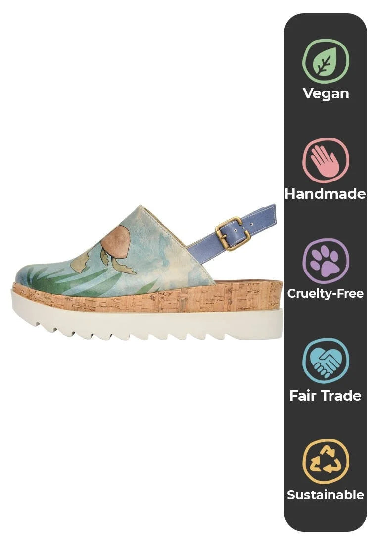 Vegan Leather Blue Wedge Sandals - Caretta-Hey Dude Design
