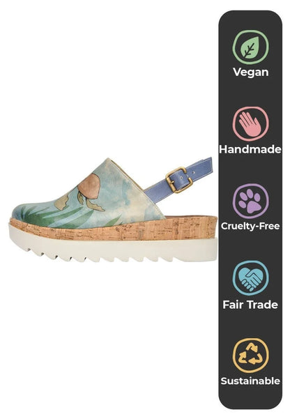 Vegan Leather Blue Wedge Sandals - Caretta-Hey Dude Design