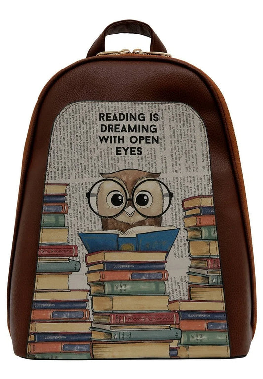 Leather Brown Backpack - The Wise Owl Design