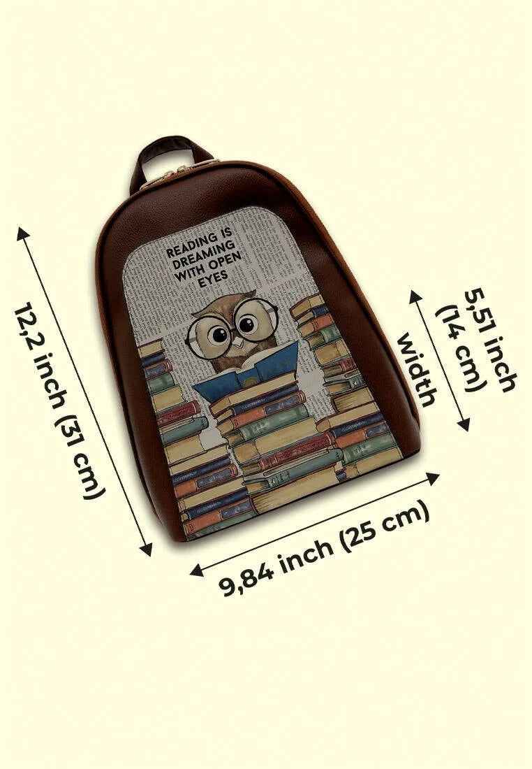 Leather Brown Backpack - The Wise Owl Design