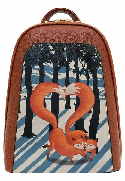 Vegan Leather Brown Backpack - Cuddling Season Design