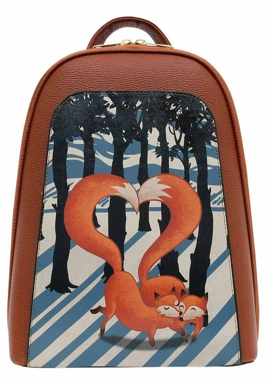 Vegan Leather Brown Backpack - Cuddling Season Design