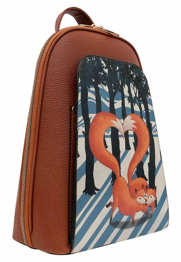 Vegan Leather Brown Backpack - Cuddling Season Design