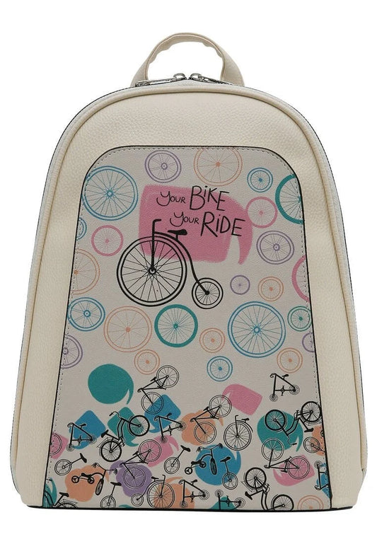 Vegan Leather Cream Backpack - Your Ride Your Bike Design