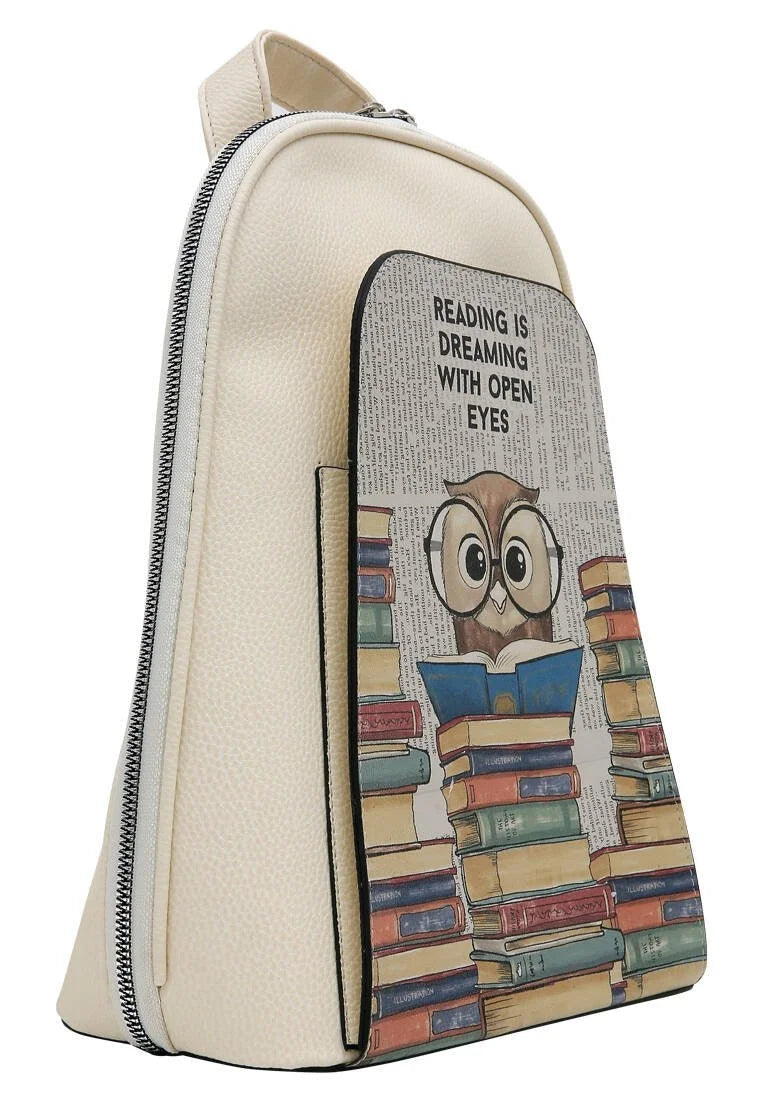 Leather Cream Backpack - The Wise Owl Design