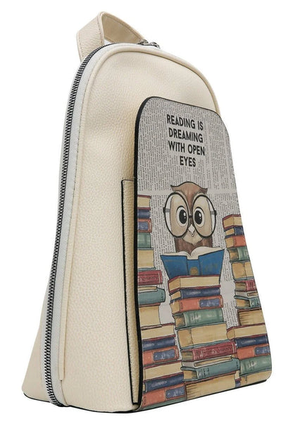 Leather Cream Backpack - The Wise Owl Design