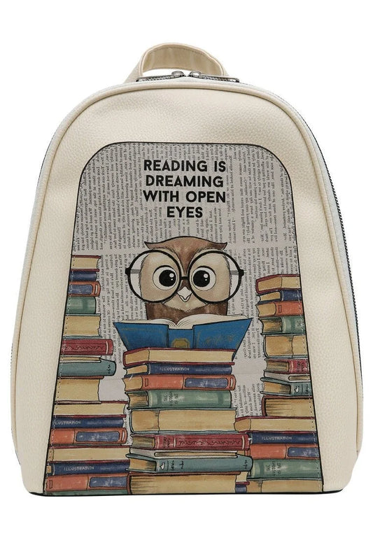 Leather Cream Backpack - The Wise Owl Design