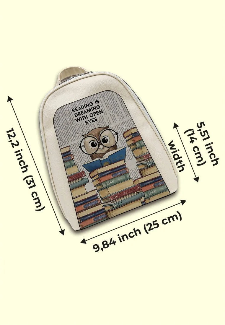 Leather Cream Backpack - The Wise Owl Design