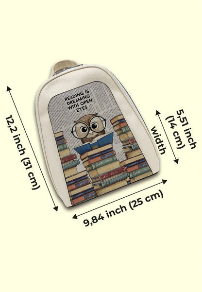 Leather Cream Backpack - The Wise Owl Design
