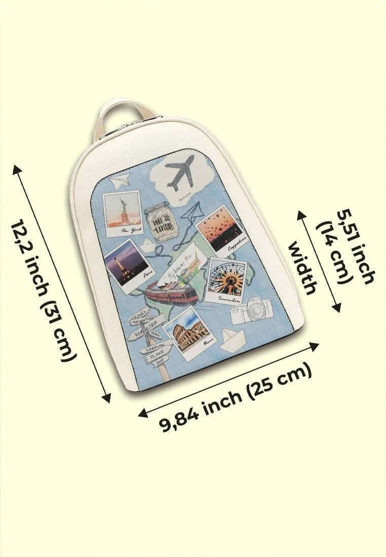 Vegan Leather Cream Backpack - Dare to Explore Design
