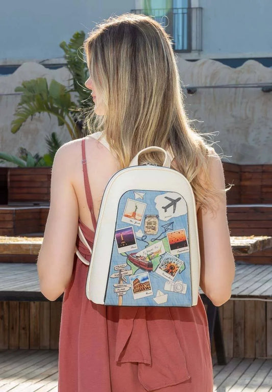 Vegan Leather Cream Backpack - Dare to Explore Design