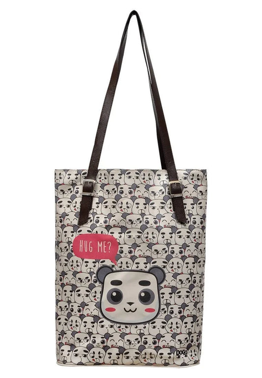 Women Vegan Leather Cream Shoulder Bag - Hug Me Design