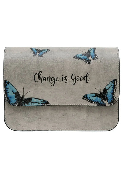 Change is Good – Vegan Gray Butterfly Purse