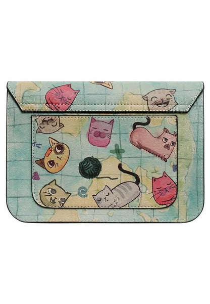 Cats of the World – Vegan Green Purse