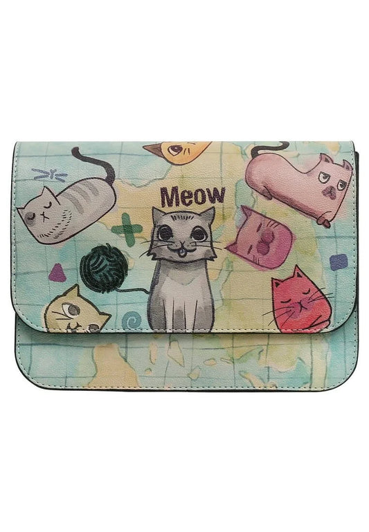 Cats of the World – Vegan Green Purse