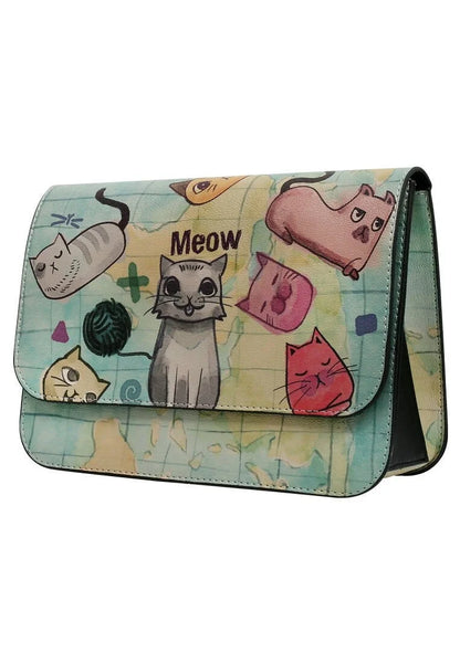 Cats of the World – Vegan Green Purse