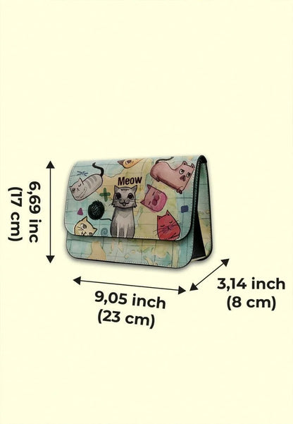 Cats of the World – Vegan Green Purse