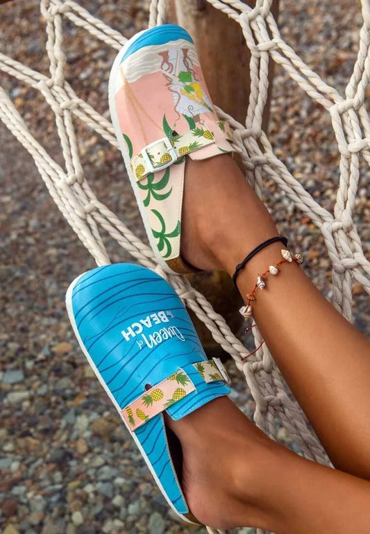 Vegan Leather Multicolor Slippers - Queen of the Beach Design
