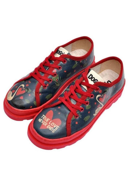Women Vegan Leather Navy Sneakers - True Love Design