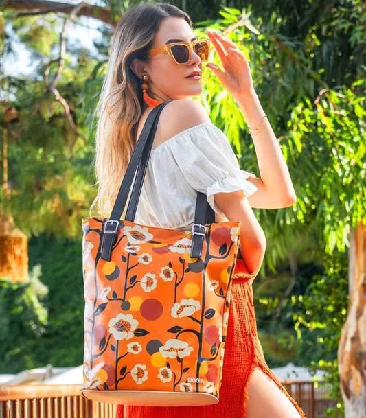Women Vegan Leather Orange Shoulder Bag - Retrograde Design