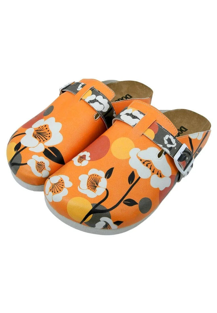 Women Vegan Leather Orange Slippers - Retrograde Design