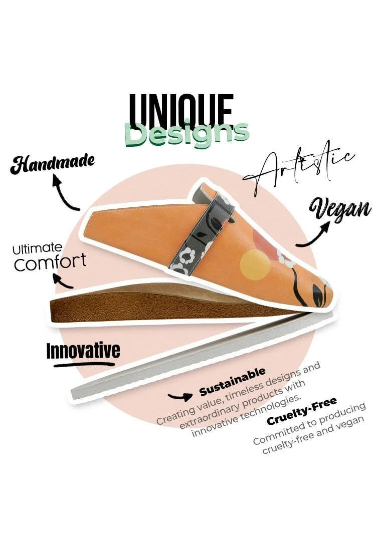 Women Vegan Leather Orange Slippers - Retrograde Design