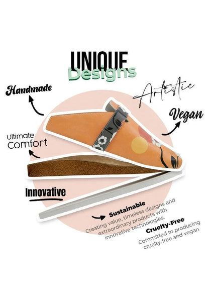 Women Vegan Leather Orange Slippers - Retrograde Design