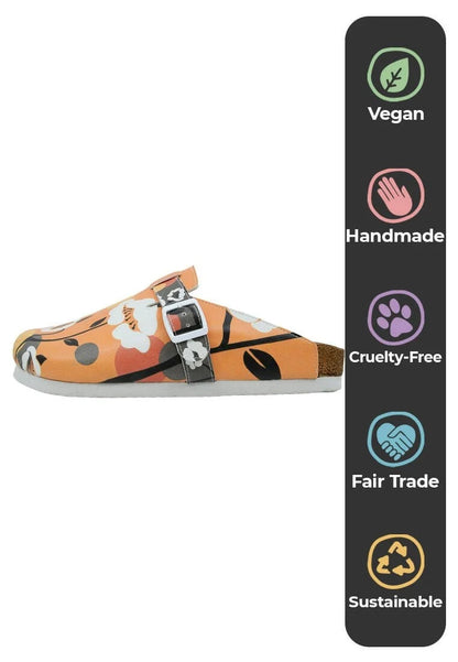 Women Vegan Leather Orange Slippers - Retrograde Design