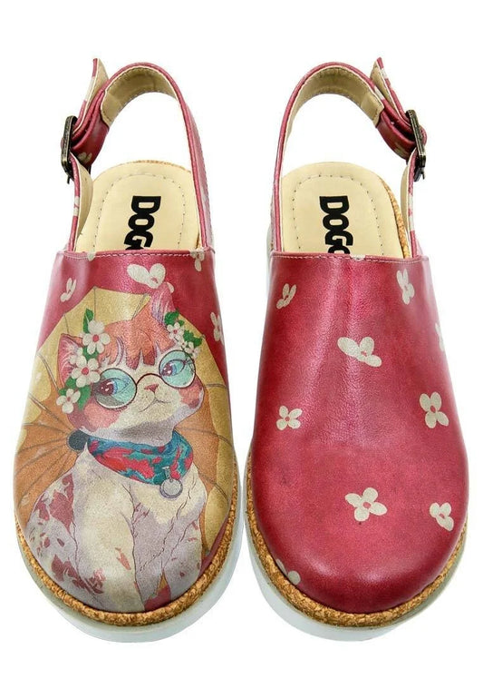 Women Vegan Leather Red Wedge Sandals - Cat of Grace Design