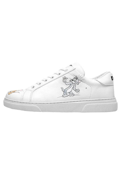 Women Vegan Leather White Sneakers - Warner Bros Up-to-No-Good Design